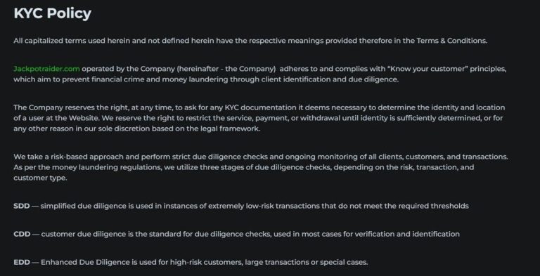 Jackpot Raider Casino procédure